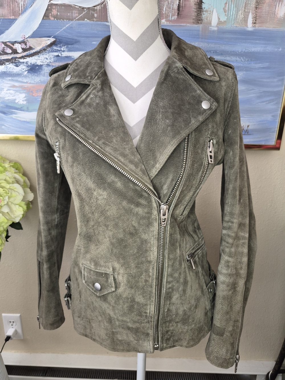 [BLANKNYC] Olive Suede Moto Jacket - Women
